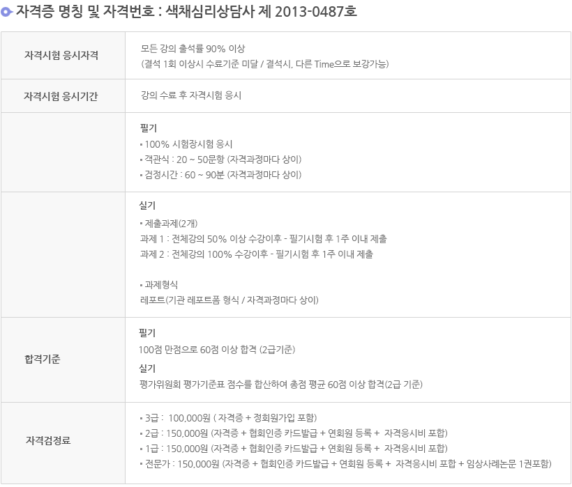 색채검정자격 내용 